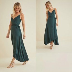 Amour Vert Teal Wrap Maxi Dress